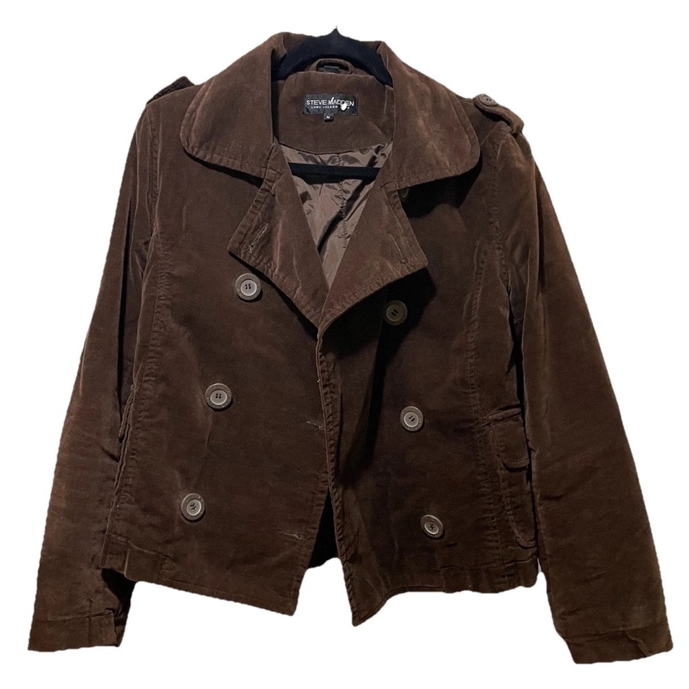 Steve Madden Long Island City Size M  Cropped Double Breasted Soft  Jacket-Brown
